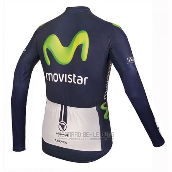 2016 Fahrradbekleidung Movistar Grun und Blau Trikot Langarm und Tragerhose